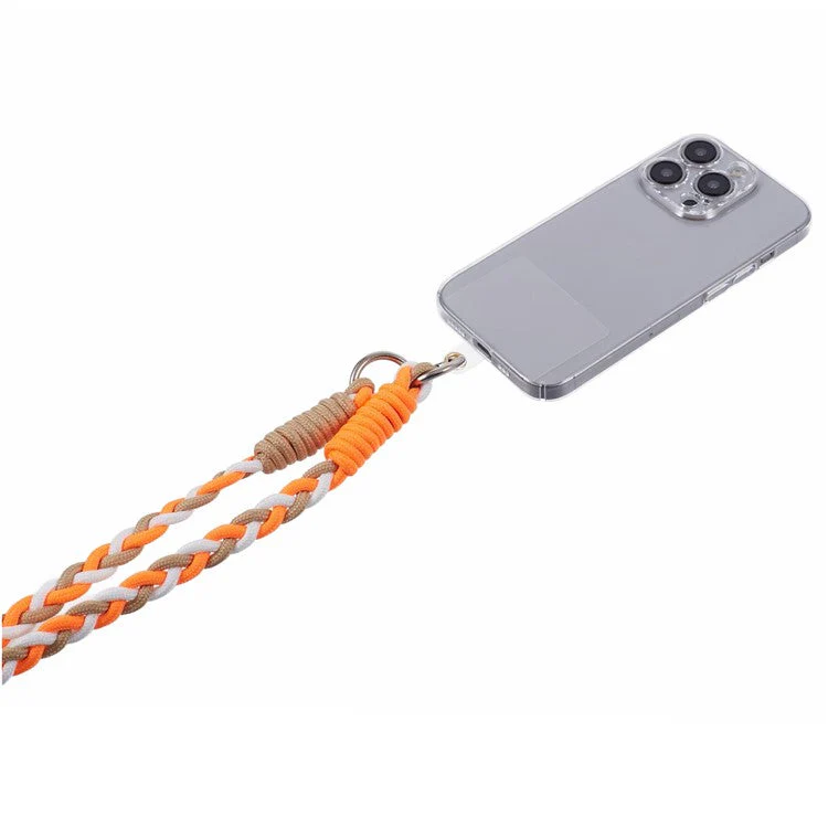 A5 Style 60cm Phone Crossbody Lanyard Weaving Polyester Shoulder Strap Phone Charms with Patch - Apricot Orange - Image 5
