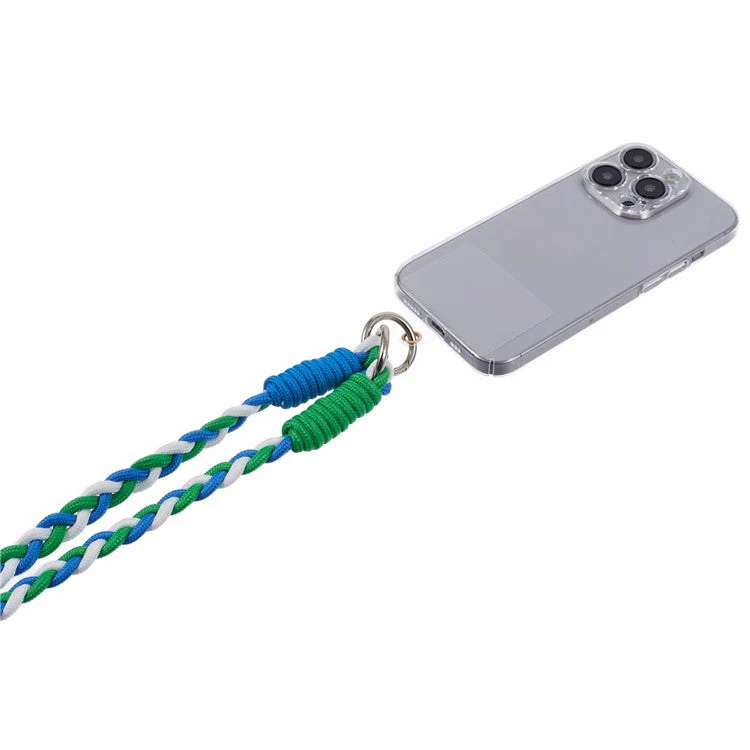 A5 Style 60cm Phone Crossbody Lanyard Weaving Polyester Shoulder Strap Phone Charms with Patch - Blue Green - Image 5