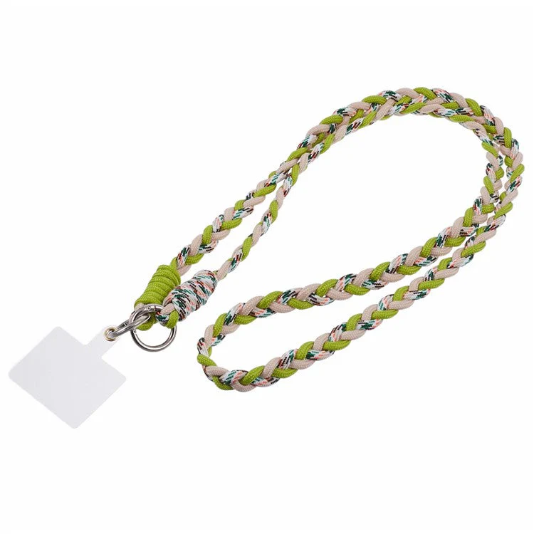 A5 Style 60cm Phone Crossbody Lanyard Weaving Polyester Shoulder Strap Phone Charms with Patch - Green Colorful - Image 3