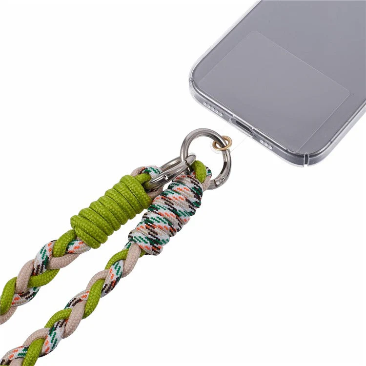 A5 Style 60cm Phone Crossbody Lanyard Weaving Polyester Shoulder Strap Phone Charms with Patch - Green Colorful - Image 6