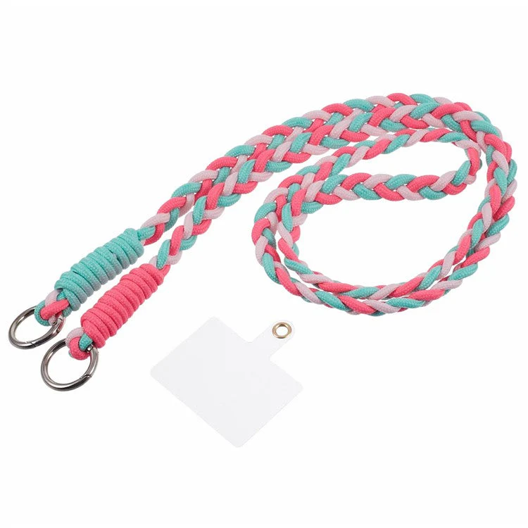 A5 Style 60cm Phone Crossbody Lanyard Weaving Polyester Shoulder Strap Phone Charms with Patch - Rose Green - Image 2