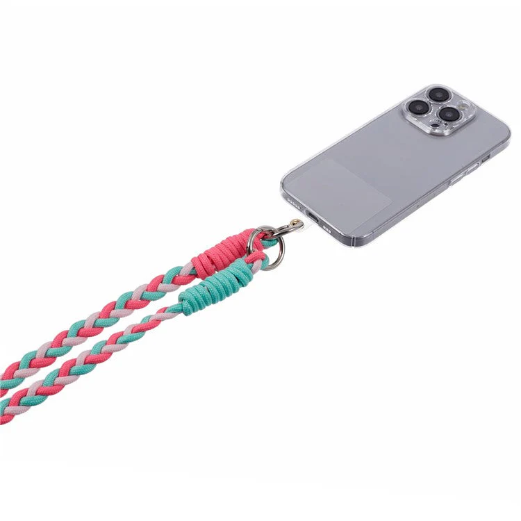 A5 Style 60cm Phone Crossbody Lanyard Weaving Polyester Shoulder Strap Phone Charms with Patch - Rose Green - Image 5