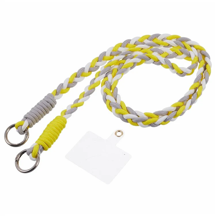 A5 Style 60cm Phone Crossbody Lanyard Weaving Polyester Shoulder Strap Phone Charms with Patch - Yellow Grey - Image 2
