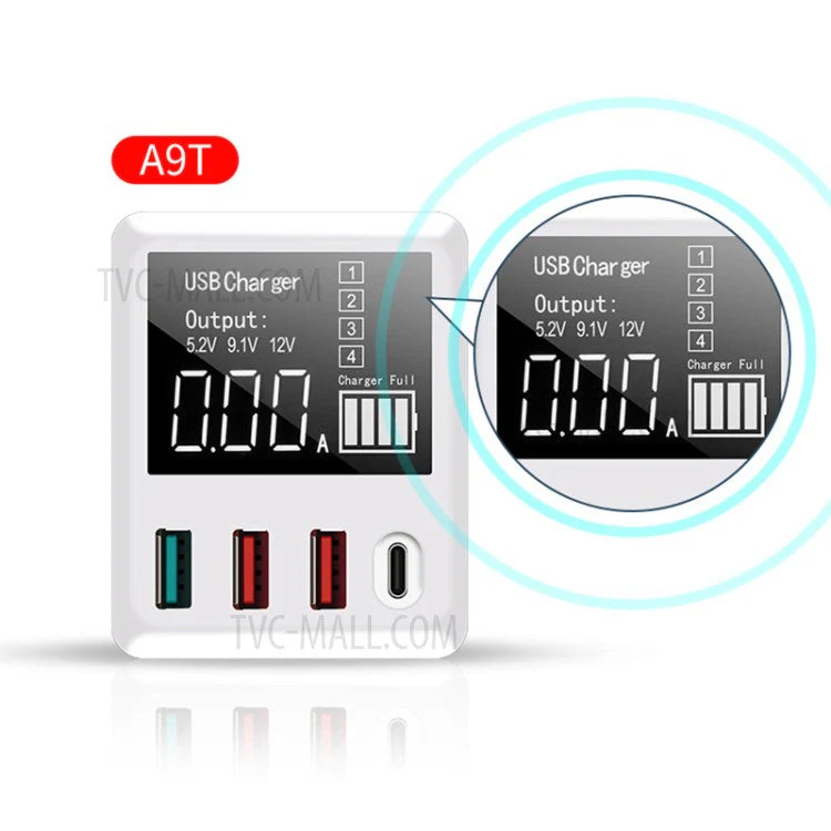 A9T 4-Port USB+Type C 40W Quick Charge QC 3.0 Wall Charger Mobile Phone Adapter - EU Plug - Image 7