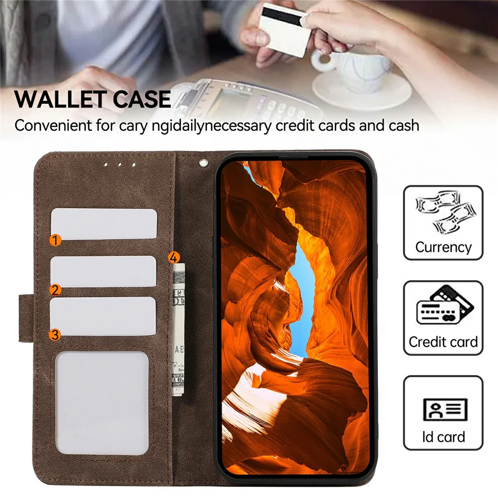ABEEL For iPhone 17 Pro Max Case Color Splicing Leather Flip Phone Cover RFID Blocking - Brown - Image 5
