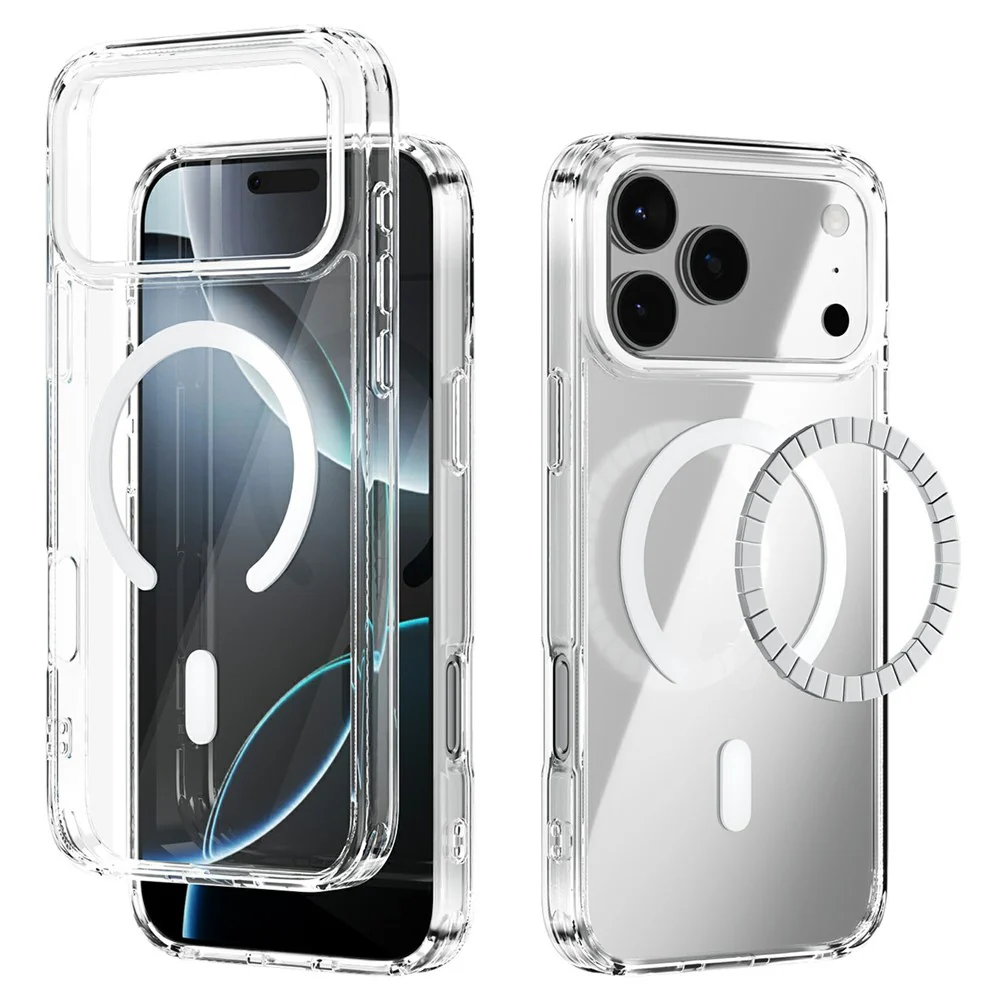 ABEEL For iPhone 17 Pro Max Case Compatible with MagSafe Anti Scratch Clear TPU PC Phone Back Cover - White