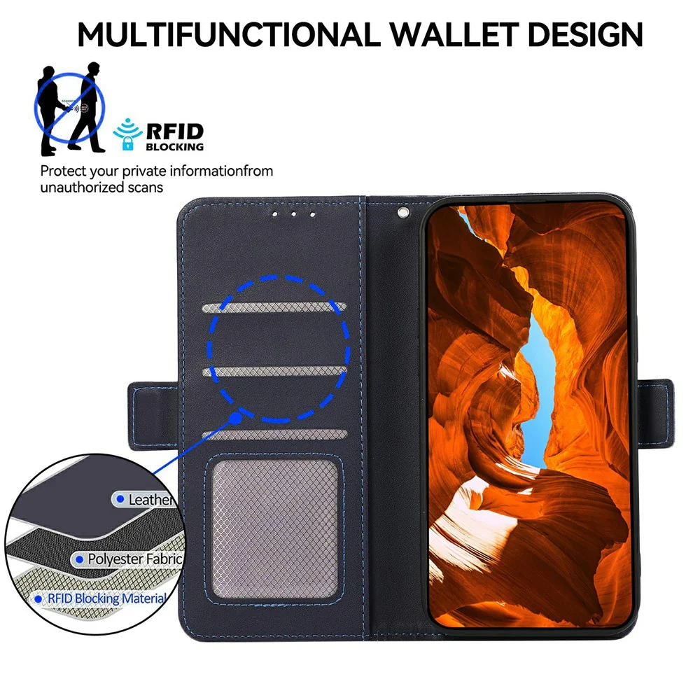 ABEEL For iPhone 17 Pro Max Case Leather Phone Cover with RFID Blocking Wallet - Blue - Image 4