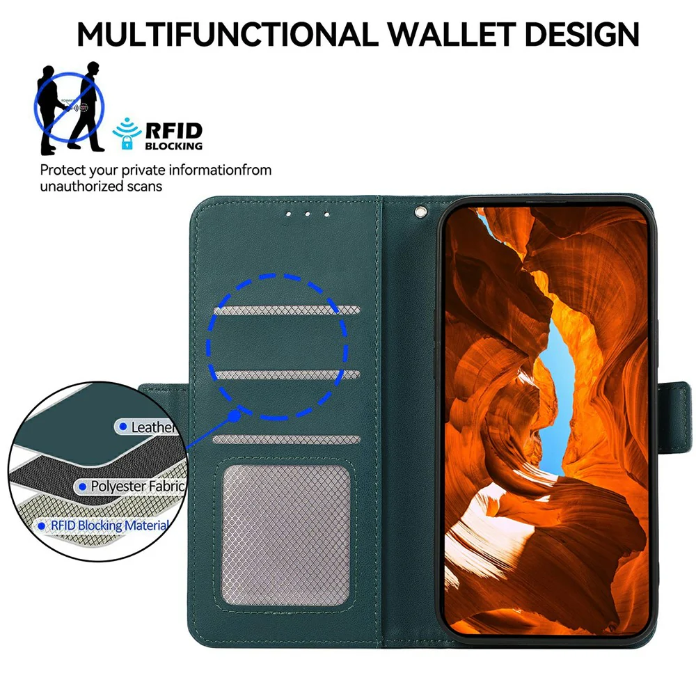 ABEEL For iPhone 17 Pro Max Case Leather Phone Cover with RFID Blocking Wallet - Green - Image 4