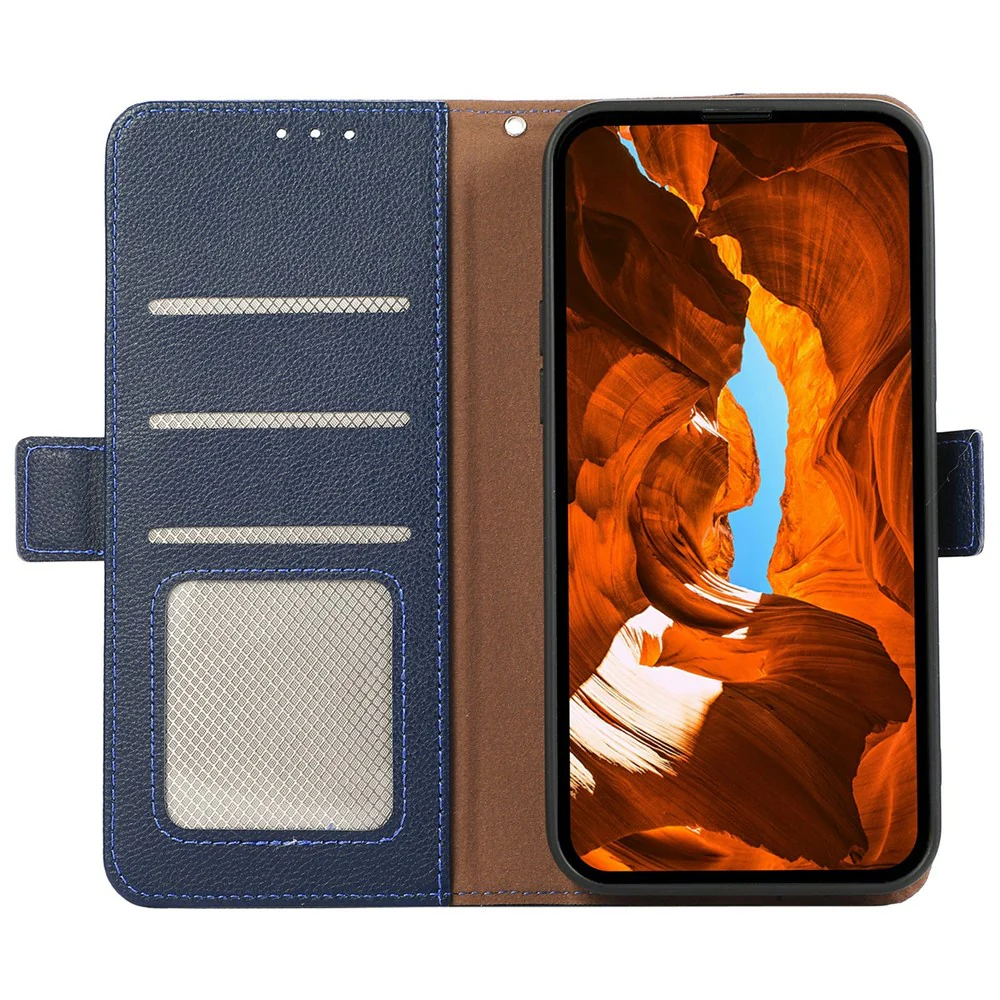 ABEEL For iPhone 17 Pro Max Case Litchi Texture Leather RFID Blocking Phone Cover - Blue - Image 2