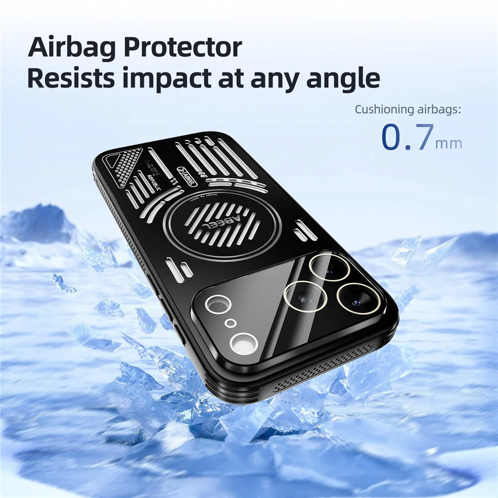 ABEEL For iPhone 17 Pro Max Magnetic Case Aluminium Alloy + PC + TPU Hollow Heat Dissipation Phone Cover - Black - Image 7