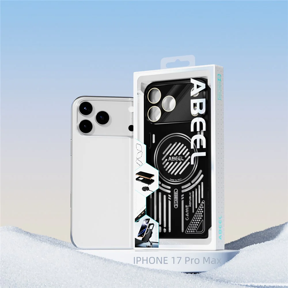 ABEEL For iPhone 17 Pro Max Magnetic Case Aluminium Alloy + PC + TPU Hollow Heat Dissipation Phone Cover - Black - Image 8