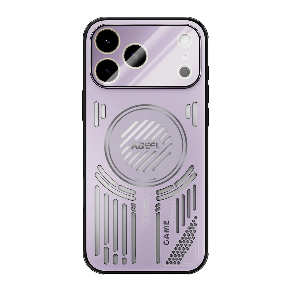 ABEEL For iPhone 17 Pro Max Magnetic Case Aluminium Alloy + PC + TPU Hollow Heat Dissipation Phone Cover - Pink Purple - Image 2