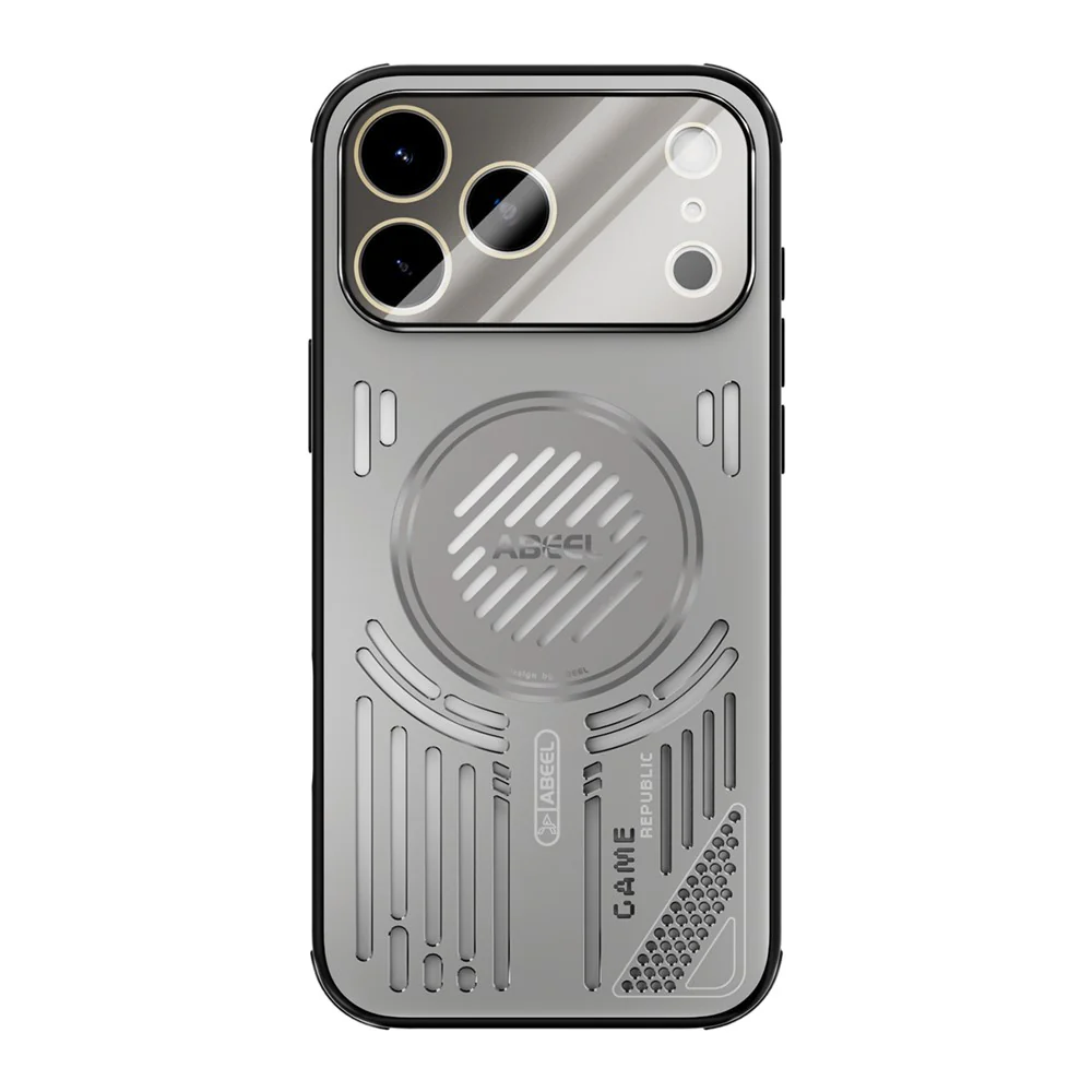 ABEEL For iPhone 17 Pro Max Magnetic Case Aluminium Alloy + PC + TPU Hollow Heat Dissipation Phone Cover - Titanium Grey - Image 2