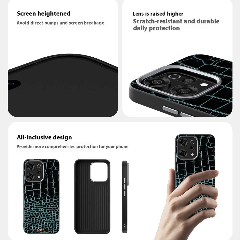 ABEEL For Oppo Reno14 Pro 5G (Global) Case Compatible with MagSafe Crocodile Texture Micro-Embossing Back Cover - Red - Image 5