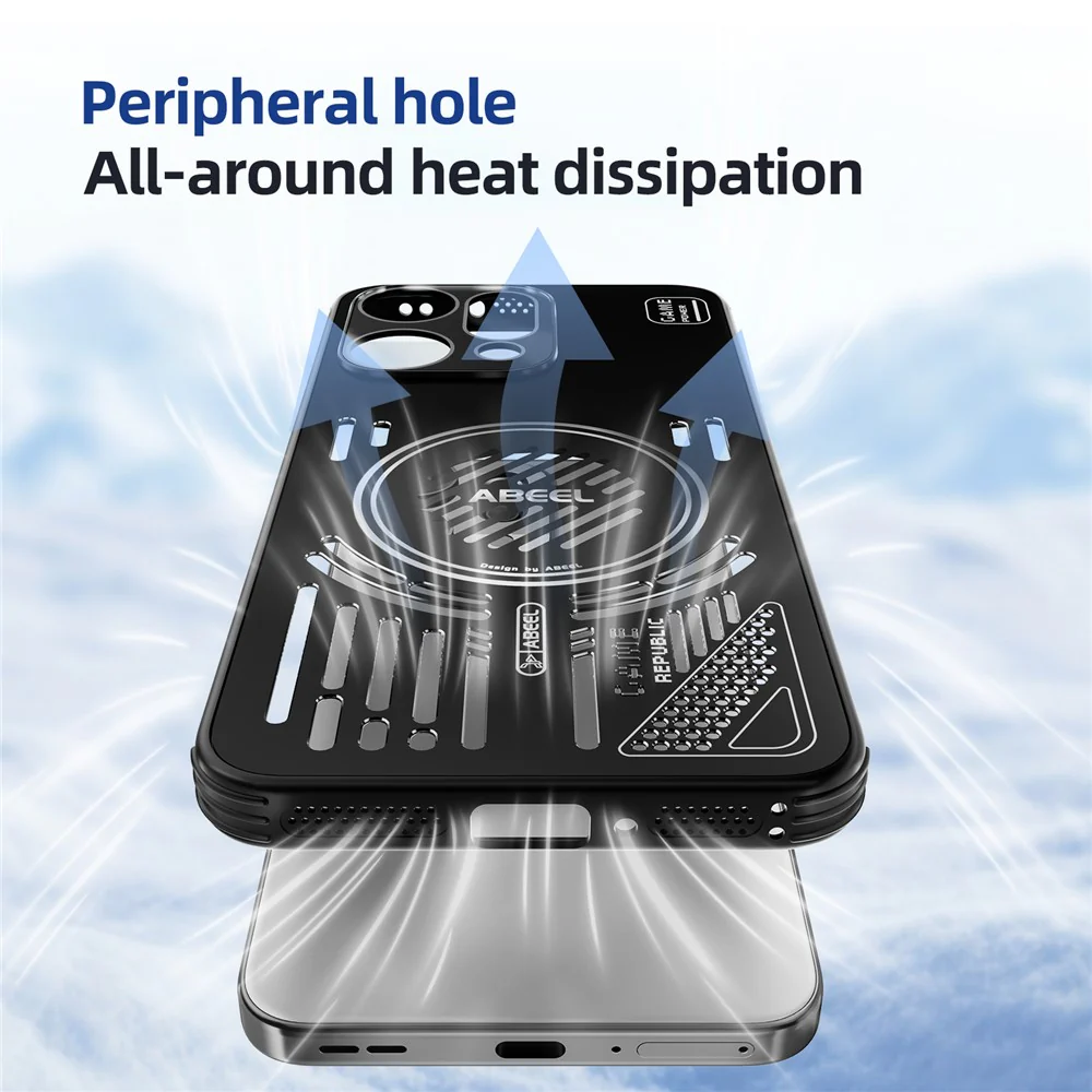 ABEEL For Oppo Reno14 Pro 5G (Global) Magnetic Case Aluminium Alloy + PC + TPU Hollow Heat Dissipation Phone Cover - Pink Purple - Image 6