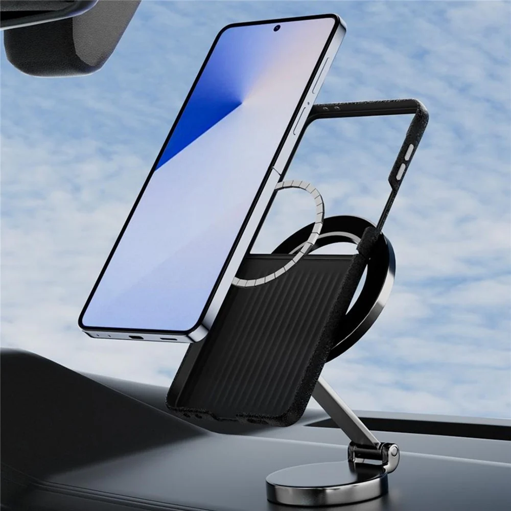 ABEEL For Samsung Galaxy Z Flip7 5G Case Compatible with MagSafe Carbon Fiber Texture Back Cover - Black / Silver - Image 4