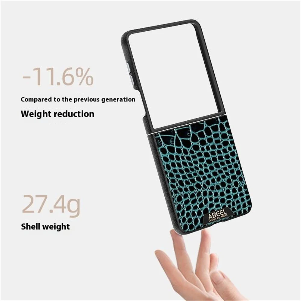 ABEEL For Samsung Galaxy Z Flip7 5G Case Compatible with MagSafe Crocodile Texture Micro-Embossing Back Cover - Black - Image 3
