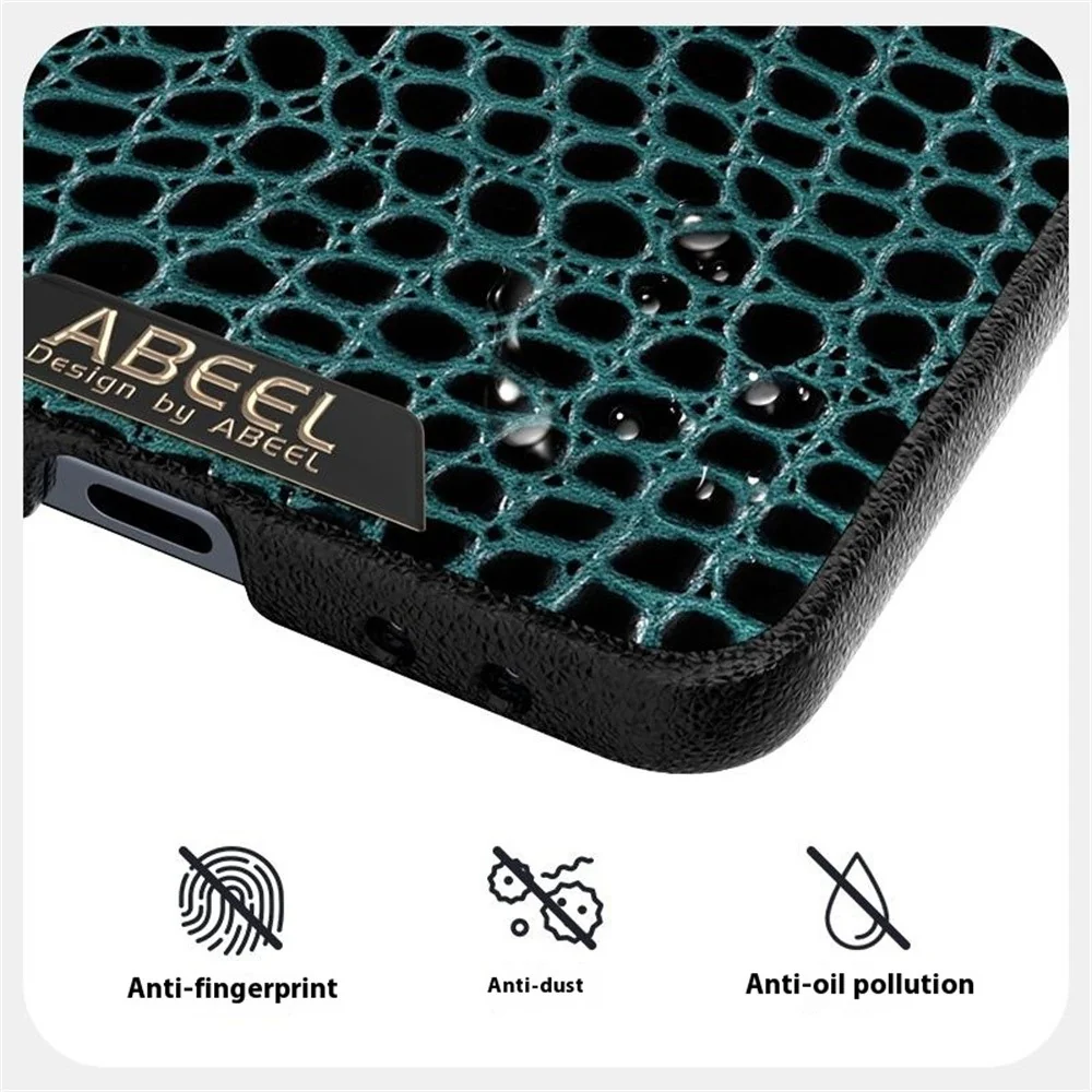 ABEEL For Samsung Galaxy Z Flip7 5G Case Compatible with MagSafe Crocodile Texture Micro-Embossing Back Cover - Green - Image 4