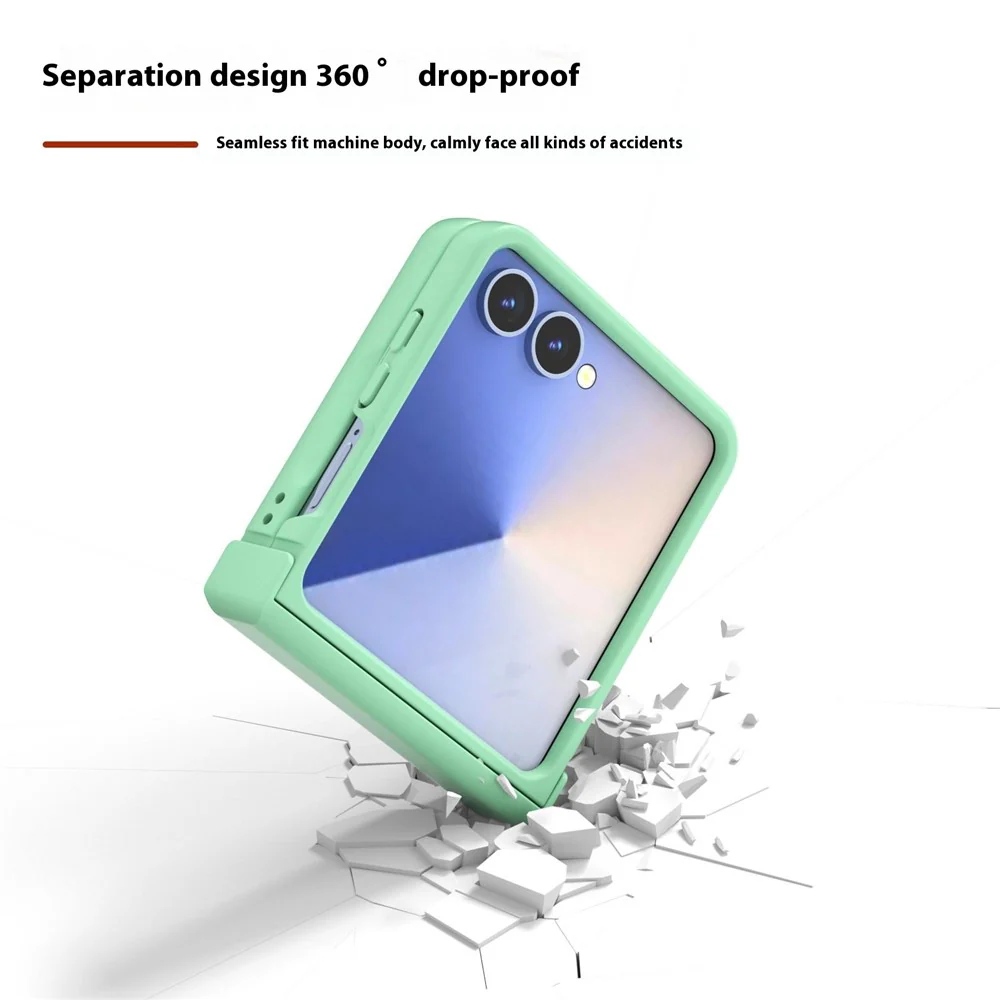 ABEEL For Samsung Galaxy Z Flip7 5G Case Skin Feel PC Phone Cover with Hinge Protection - Light Green - Image 3