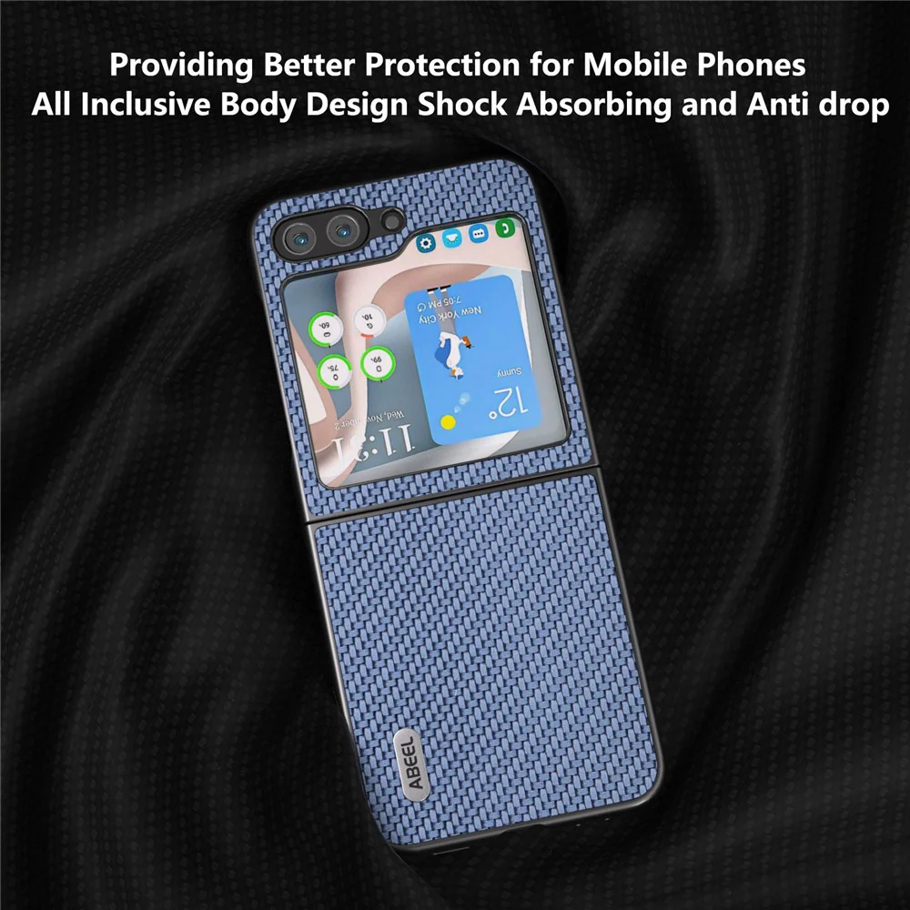 ABEEL For Samsung Galaxy Z Flip7 FE 5G / Z Flip6 5G Case Carbon Fiber Texture Phone Protective Cover - Baby Blue - Image 3