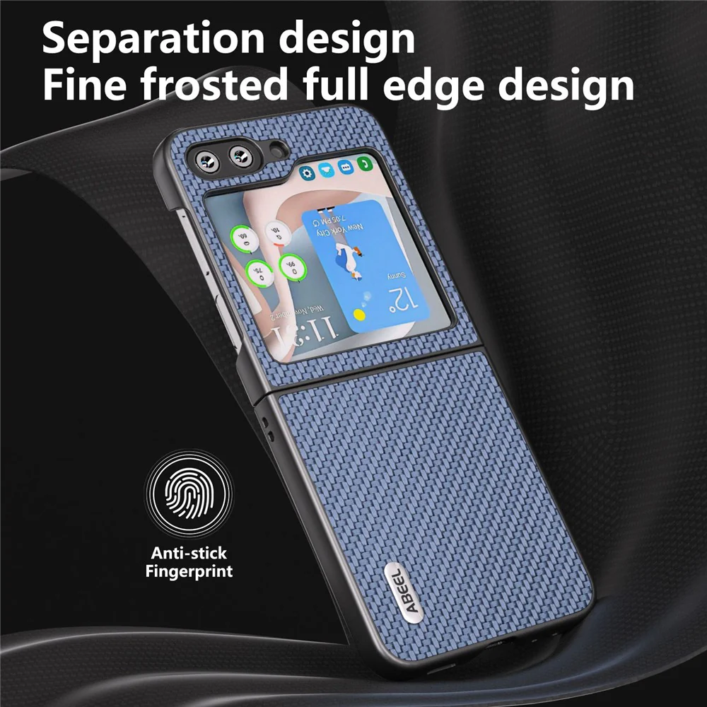 ABEEL For Samsung Galaxy Z Flip7 FE 5G / Z Flip6 5G Case Carbon Fiber Texture Phone Protective Cover - Baby Blue - Image 4