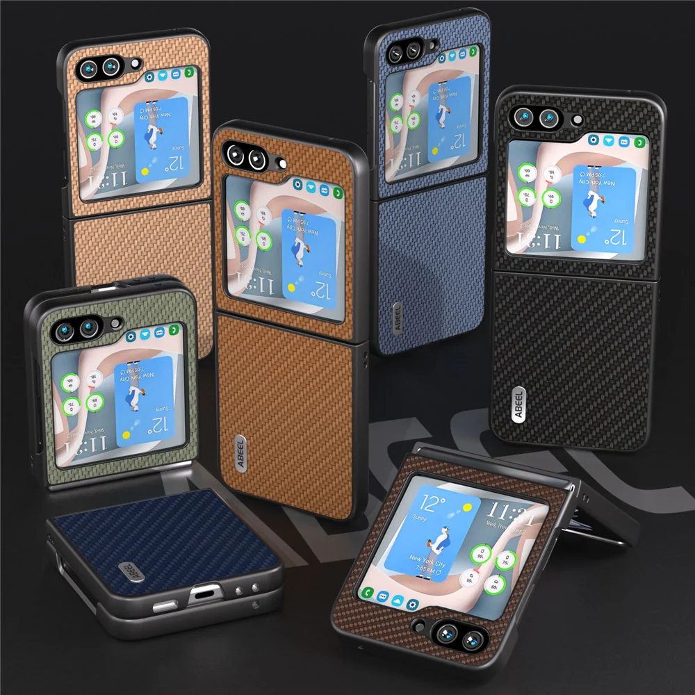 ABEEL For Samsung Galaxy Z Flip7 FE 5G / Z Flip6 5G Case Carbon Fiber Texture Phone Protective Cover - Baby Blue - Image 5