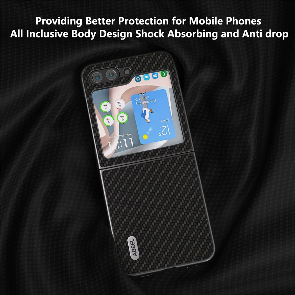 ABEEL For Samsung Galaxy Z Flip7 FE 5G / Z Flip6 5G Case Carbon Fiber Texture Phone Protective Cover - Black - Image 3