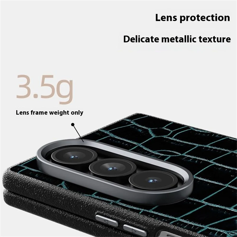 ABEEL For Samsung Galaxy Z Fold7 5G Case Compatible with MagSafe Crocodile Texture Micro-Embossing Back Cover - Black - Image 6