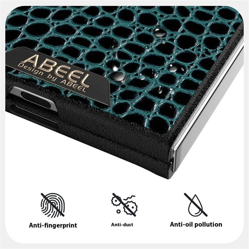 ABEEL For Samsung Galaxy Z Fold7 5G Case Compatible with MagSafe Crocodile Texture Micro-Embossing Back Cover - Green - Image 4