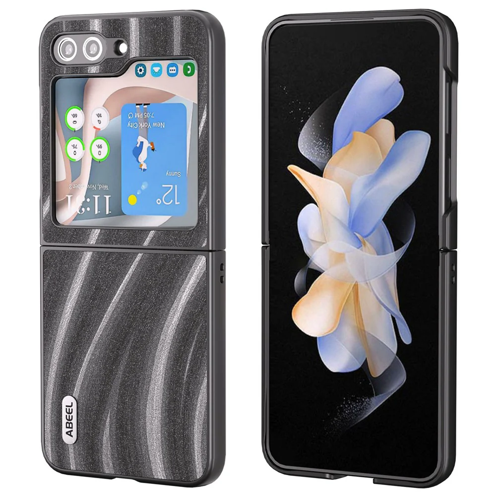 ABEEL Milky Way Series For Samsung Galaxy Z Flip7 FE 5G / Z Flip6 5G Case PU Leather Coated PC Phone Cover - Grey