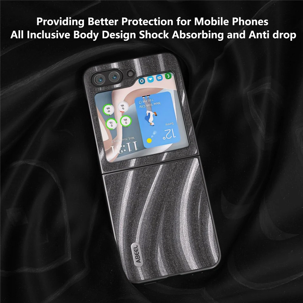 ABEEL Milky Way Series For Samsung Galaxy Z Flip7 FE 5G / Z Flip6 5G Case PU Leather Coated PC Phone Cover - Grey - Image 3