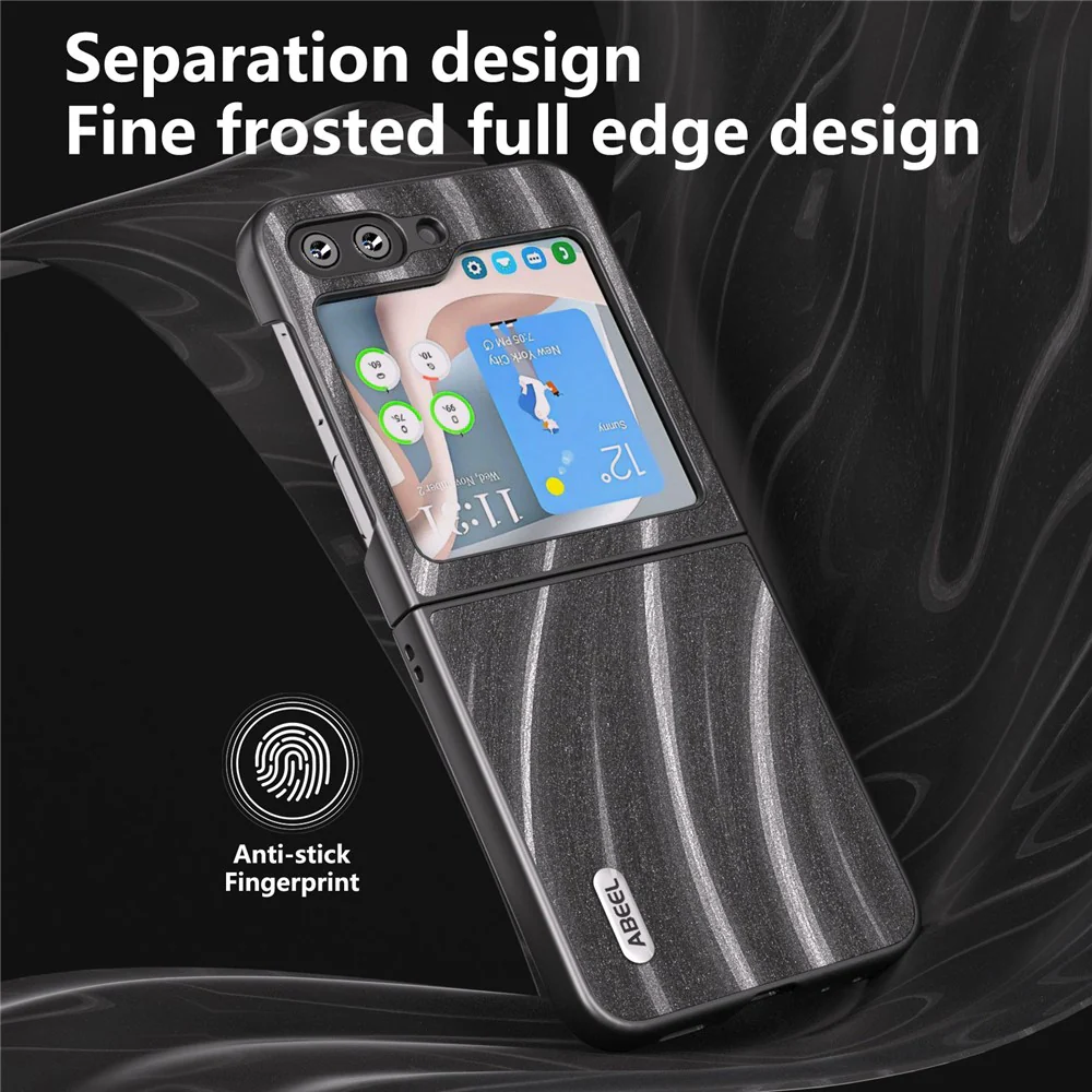 ABEEL Milky Way Series For Samsung Galaxy Z Flip7 FE 5G / Z Flip6 5G Case PU Leather Coated PC Phone Cover - Grey - Image 4