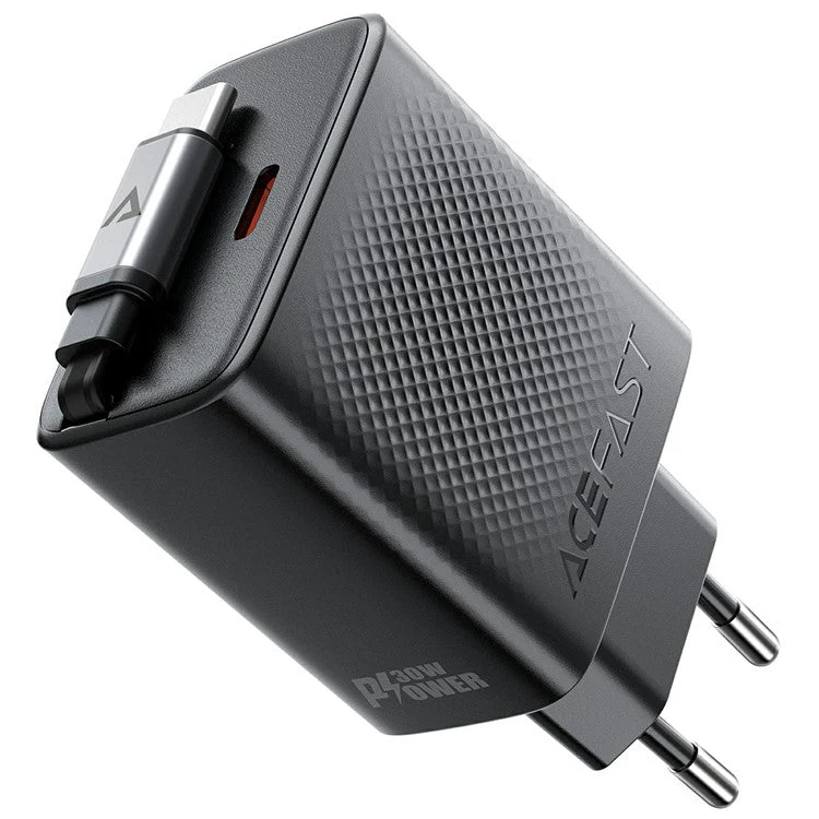 ACEFAST A110 30W GaN Charger Type-C Phone Adapter with Retractable USB-C Cable, EU Plug