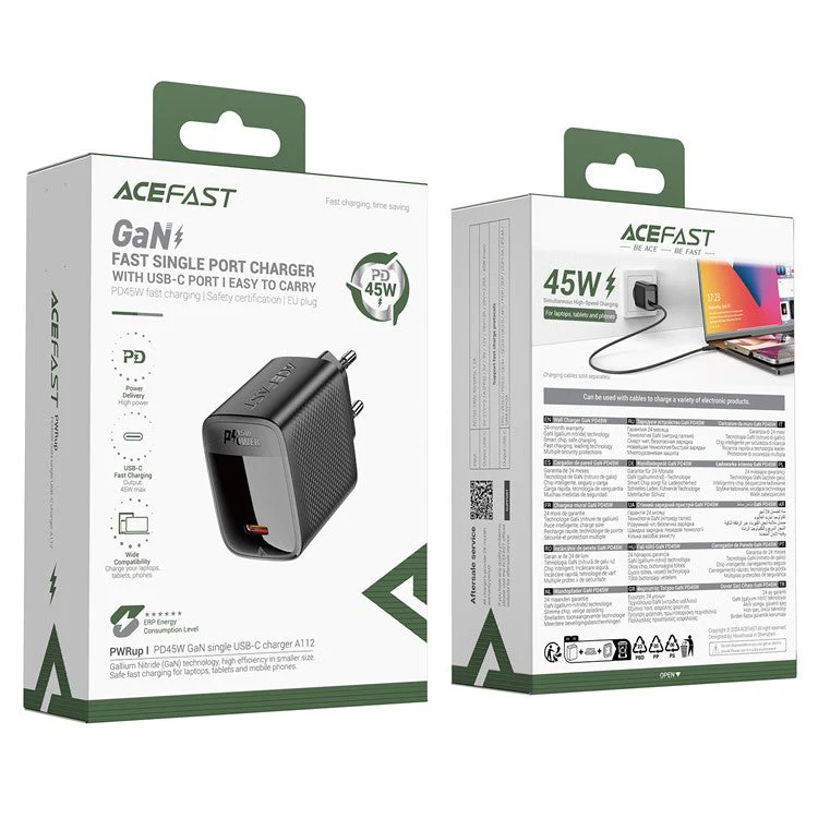 ACEFAST A112 GaN USB-C Charger PD 45W Fast Charging Single USB-C Adapter - EU Plug - Image 5