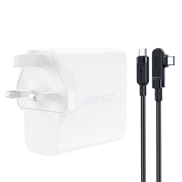 ACEFAST A40 PD 100W GaN Fast Charger 3 Type-C + 1 USB-A Charging Adapter with Charging Cable, UK Plug - White - Image 2