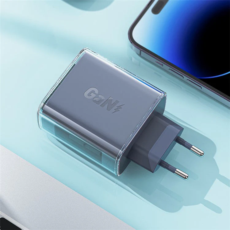 ACEFAST A45 Crystal Series USB+Dual Type-C PD 65W Wall Charger GaN Fast Charger Adapter (EU Standard) - Grey - Image 2