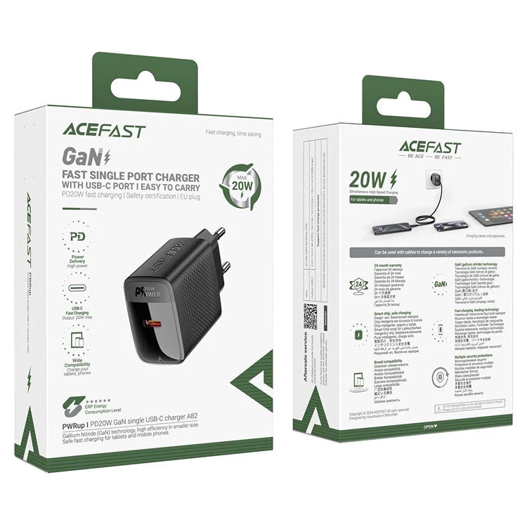 ACEFAST A82 PD 20W GaN Power Adapter Single USB-C Phone Charger - EU Plug - Image 7
