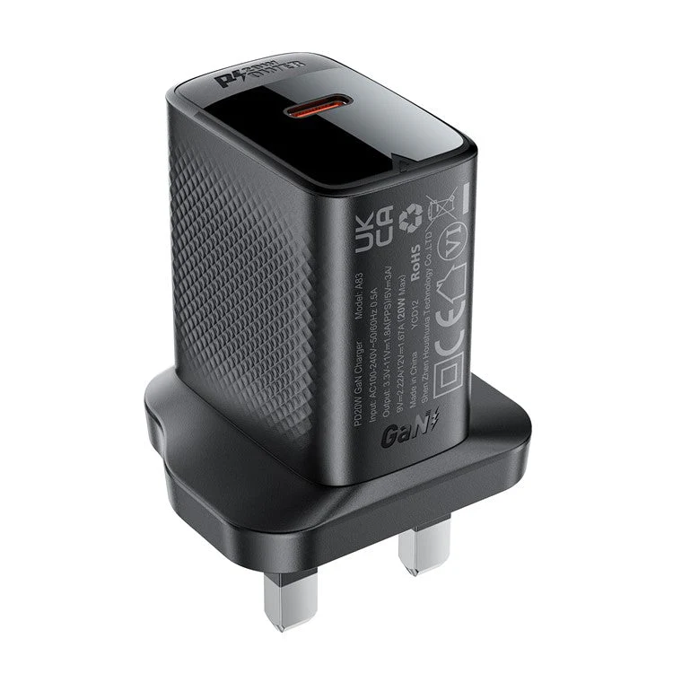 ACEFAST A83 PD 20W Single USB-C GaN Charger Phone Wall Charger Adapter, UK Plug - Image 2