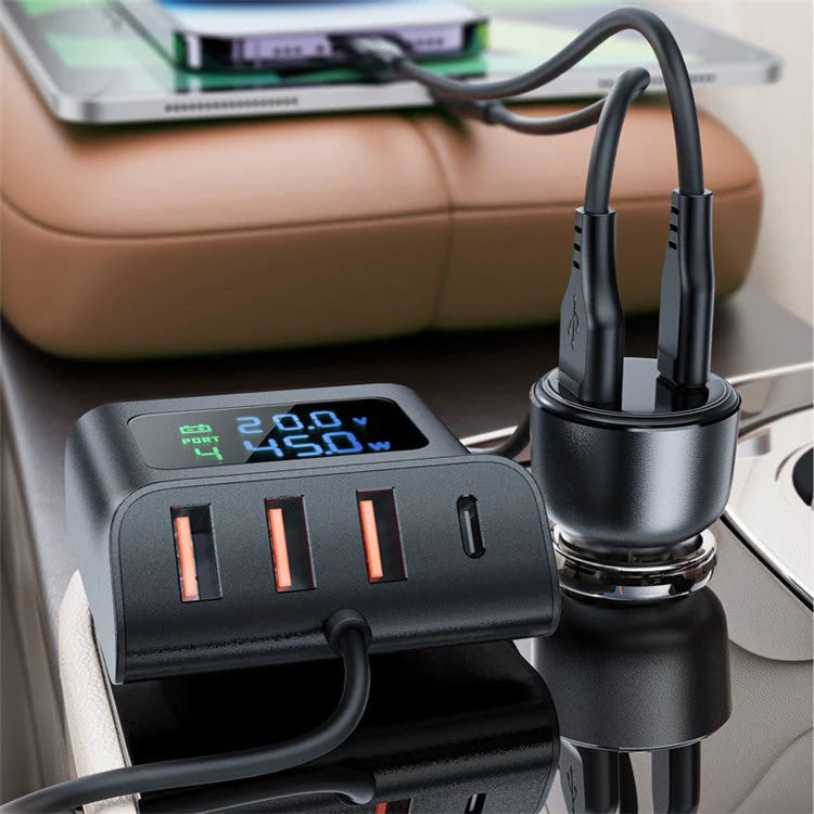 ACEFAST B11 Digital Display Screen 138W Car Cigarette Lighter Charging Hub Multi-Port Charger Adapter - Image 4