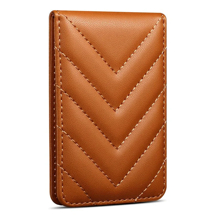 Adhesive Card Holder for Smart Phones Leather Card Bag with RFID Blocking, Kickstand - Brown - Image 3