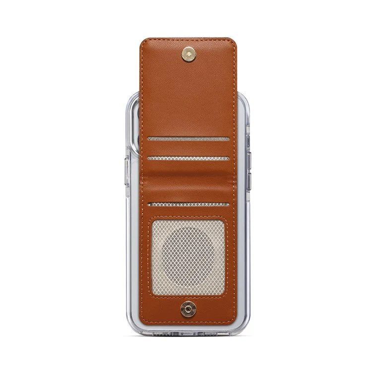 Adhesive Card Holder for Smart Phones Leather Card Bag with RFID Blocking, Kickstand - Brown - Image 5