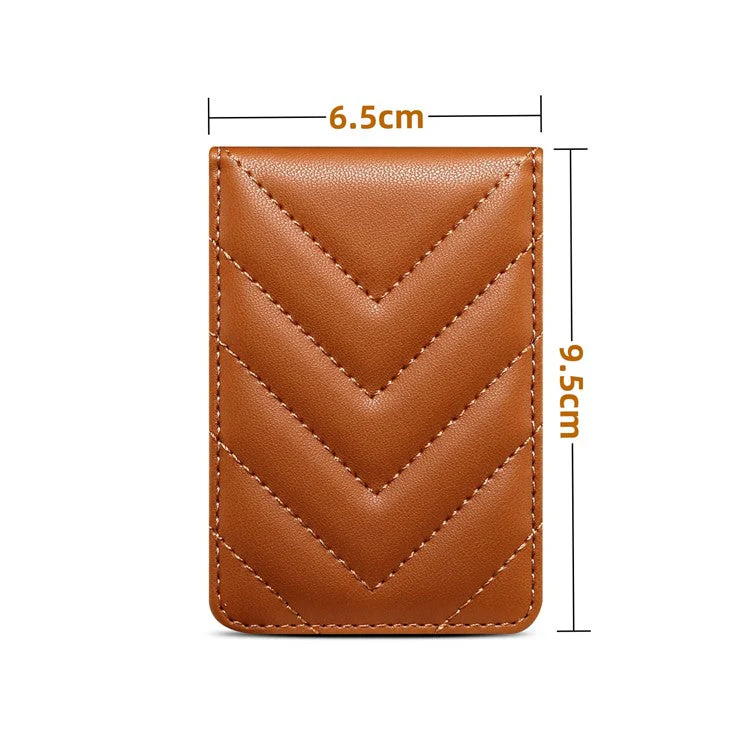 Adhesive Card Holder for Smart Phones Leather Card Bag with RFID Blocking, Kickstand - Brown - Image 7