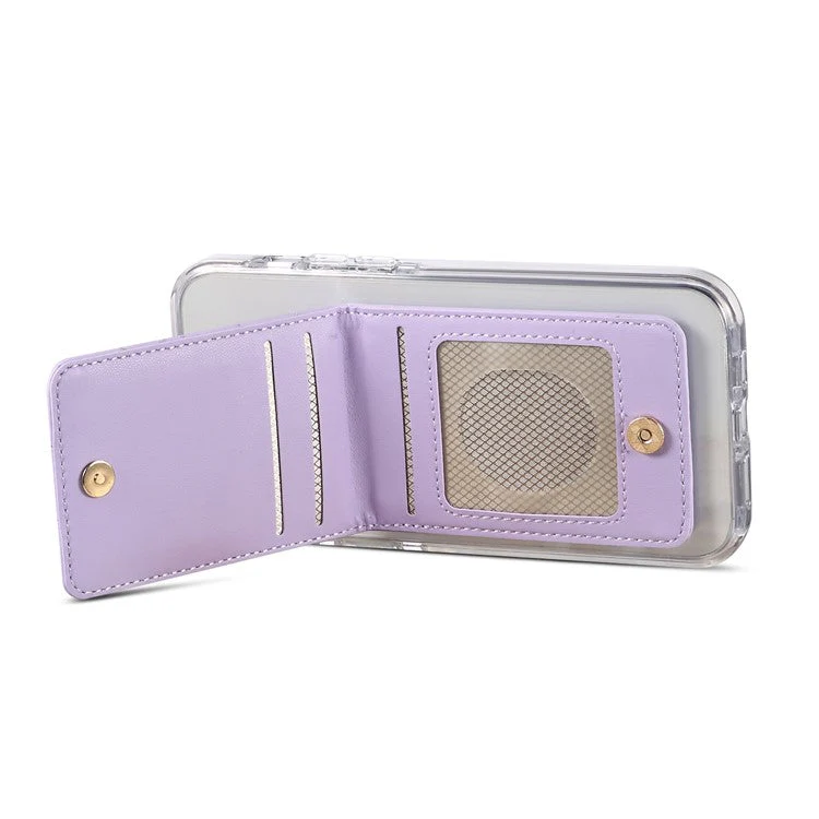 Adhesive Card Holder for Smart Phones Leather Card Bag with RFID Blocking, Kickstand - Purple - Image 6