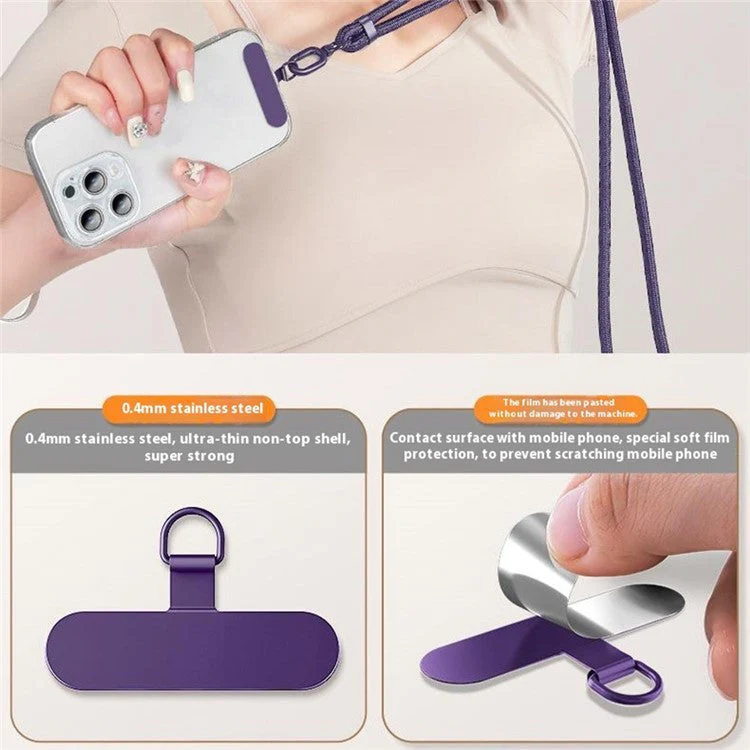 Adjustable Crossbody Neck Strap Phone Lanyard with Metal Tether Tab, Anti-Loss, Drop Protection - Light Camel - Image 2
