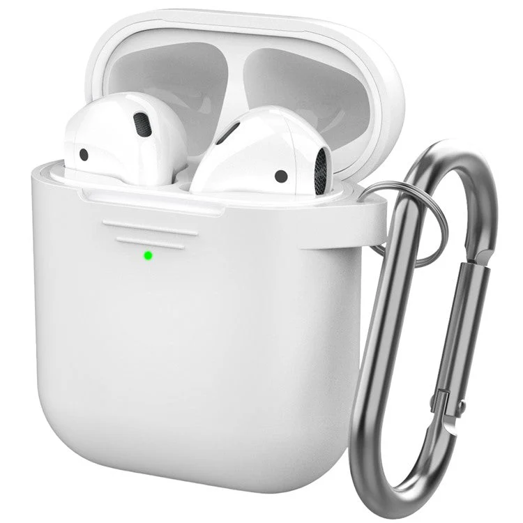 AHASTYLE PT-06-3 For AirPods with Charging Case (2016) / (2019) / AirPods with Wireless Charging Case (2019) Anti-dust Plug Design Soft Silicone Drop-proof Cover with Hook - Green - Image 5