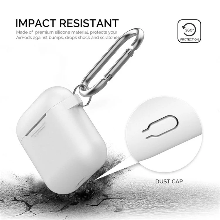 AHASTYLE PT-06-3 For AirPods with Charging Case (2016) / (2019) / AirPods with Wireless Charging Case (2019) Anti-dust Plug Design Soft Silicone Drop-proof Cover with Hook - Pink - Image 3