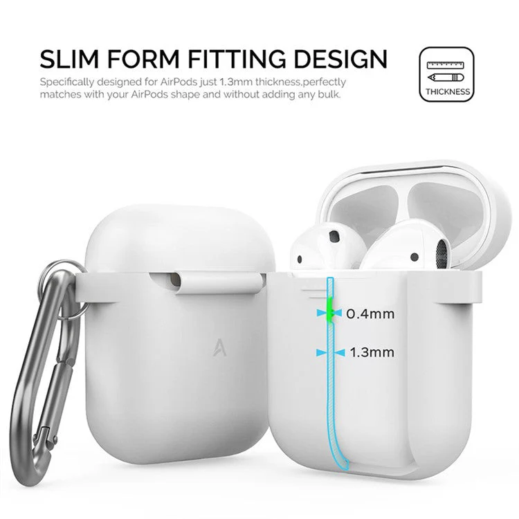 AHASTYLE PT-06-3 For AirPods with Charging Case (2016) / (2019) / AirPods with Wireless Charging Case (2019) Anti-dust Plug Design Soft Silicone Drop-proof Cover with Hook - Wine Red - Image 2