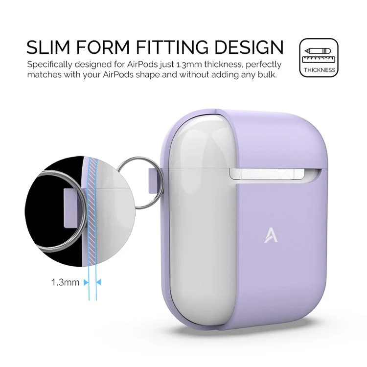 AHASTYLE PT-06-F For AirPods with Charging Case (2016) / (2019) / AirPods with Wireless Charging Case (2019) Anti-dust Plug Design Splittable Silicone Cover with Hook - Purple - Image 3