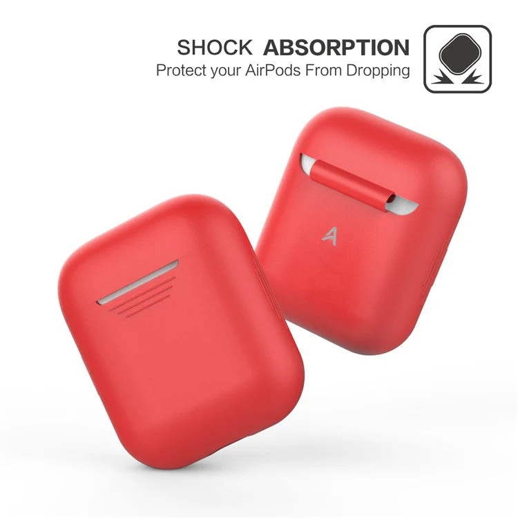 AHASTYLE PT02-3 Silicone Case for AirPods with Charging Case (2016) / (2019) / AirPods with Wireless Charging Case (2019) Bluetooth Earbud Cover - Red - Image 2