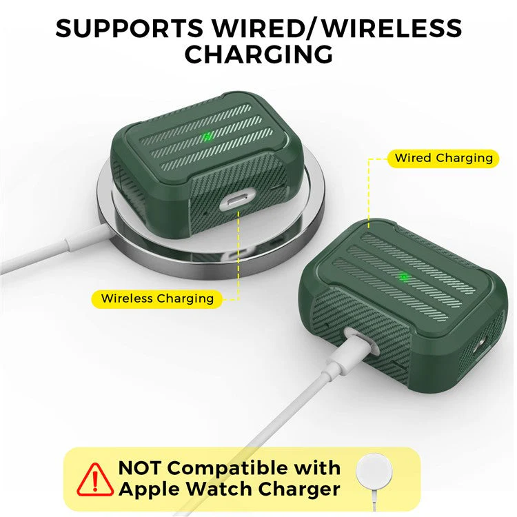 AHASTYLE PT115-PRO For AirPods Pro 2 Silicone Drop-proof Cover Split Type Bluetooth Earphone Protective Case - Green - Image 2
